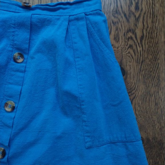 Blue Button Front Skirt - Picture 3 of 7